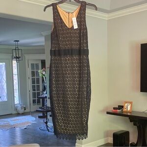 Bailey 44 Tan and Black Halter Sheath Dress